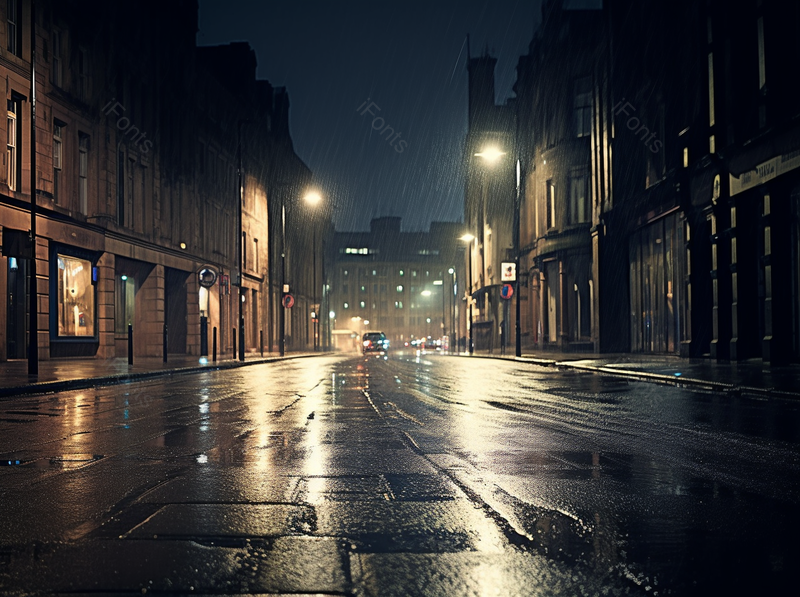 曼彻斯特雨夜的街道,高清,摄影图,摄影图片,图片大全,摄影图免费下载